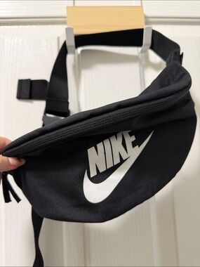 Nike Black Belt Bag with White Swoosh Logo